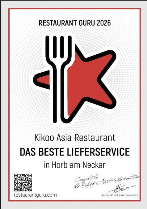 Restaurant Guru 2026 Auszeichnung – Das beste Lieferservice in Horb am Neckar